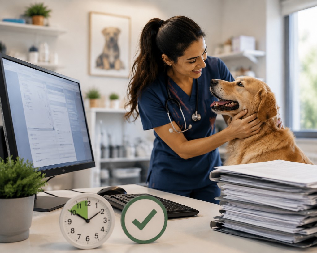 Veterinarian with dog - time with animals